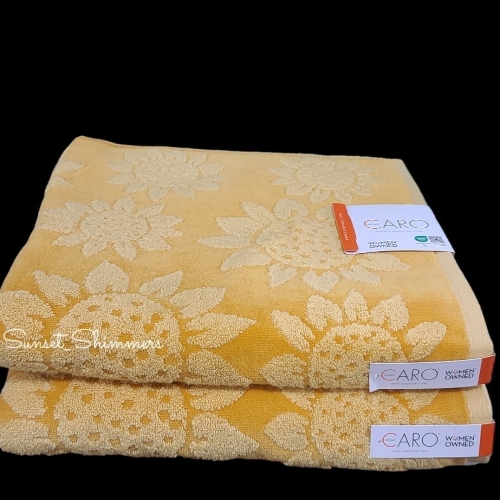 6pc Summer Fall SUNFLOWER BATH HAND TIP TOWEL SET Caro Home NEW - Picture 7 of 10